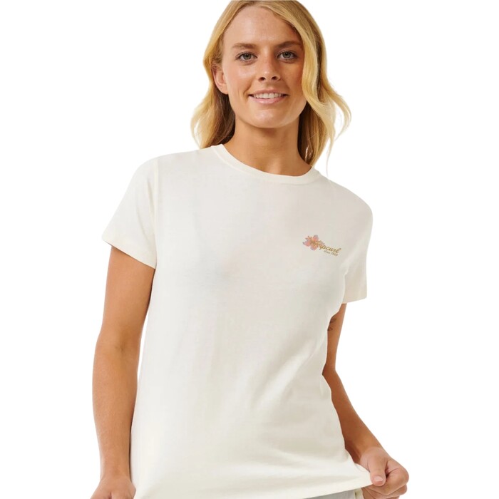 2024 Rip Curl Frauen Wild Bloom Standard Tee 0D9WTE - Bone